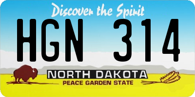 ND license plate HGN314