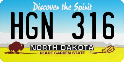 ND license plate HGN316
