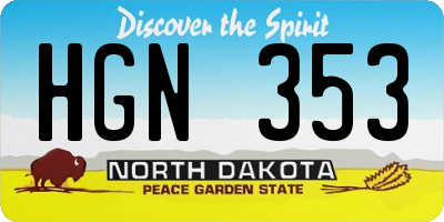 ND license plate HGN353
