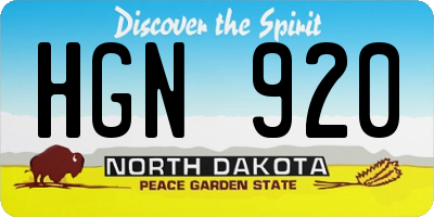 ND license plate HGN920