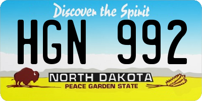 ND license plate HGN992