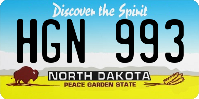 ND license plate HGN993