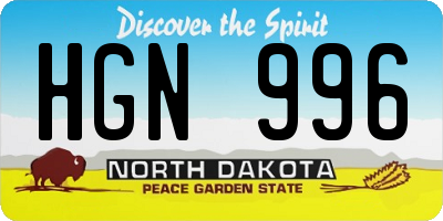 ND license plate HGN996