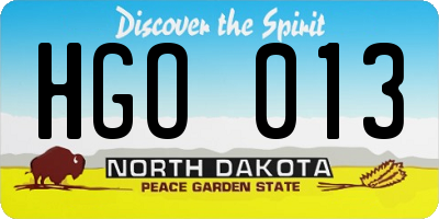 ND license plate HGO013