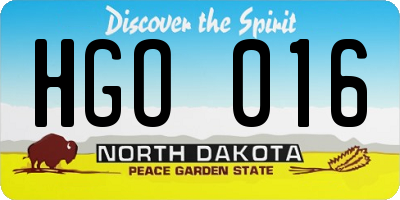 ND license plate HGO016