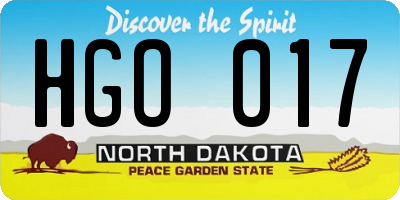 ND license plate HGO017