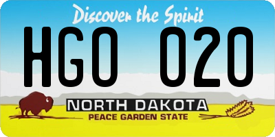 ND license plate HGO020