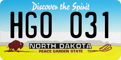 ND license plate HGO031