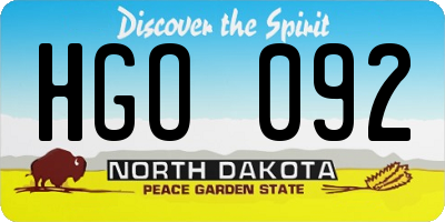 ND license plate HGO092