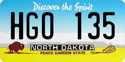 ND license plate HGO135