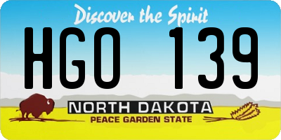 ND license plate HGO139