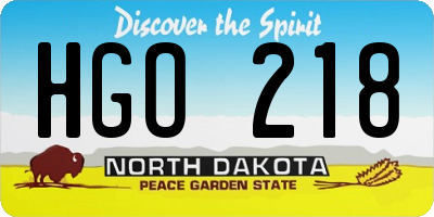 ND license plate HGO218