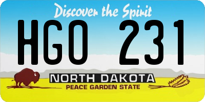 ND license plate HGO231