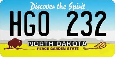 ND license plate HGO232