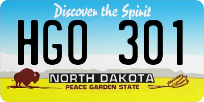 ND license plate HGO301