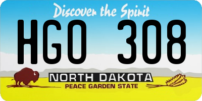 ND license plate HGO308
