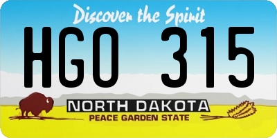ND license plate HGO315