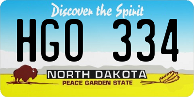 ND license plate HGO334