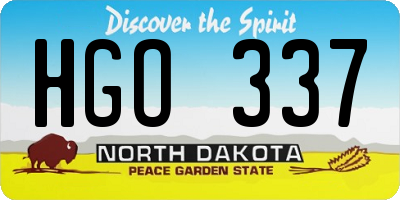 ND license plate HGO337