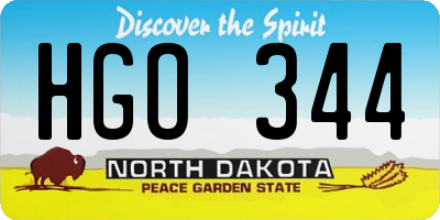ND license plate HGO344