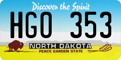 ND license plate HGO353