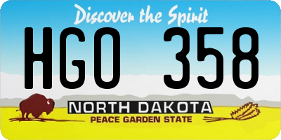 ND license plate HGO358