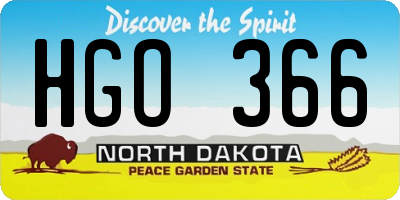 ND license plate HGO366