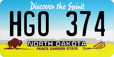 ND license plate HGO374
