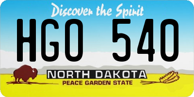 ND license plate HGO540
