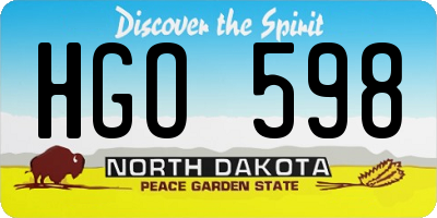 ND license plate HGO598