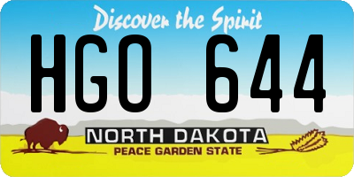 ND license plate HGO644