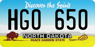 ND license plate HGO650