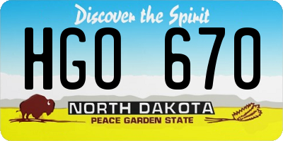 ND license plate HGO670