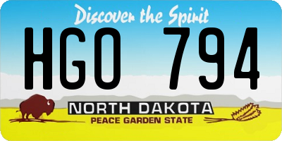 ND license plate HGO794