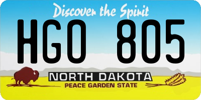 ND license plate HGO805