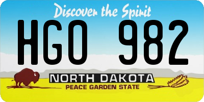 ND license plate HGO982