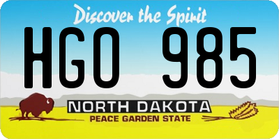 ND license plate HGO985