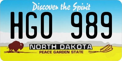 ND license plate HGO989