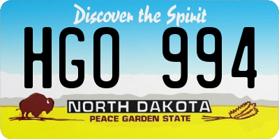 ND license plate HGO994