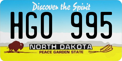 ND license plate HGO995