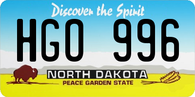ND license plate HGO996