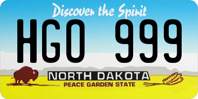 ND license plate HGO999