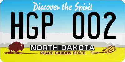 ND license plate HGP002