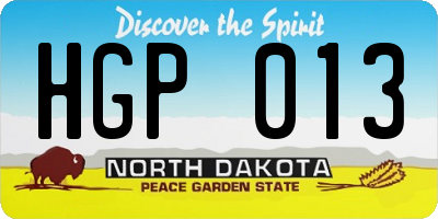 ND license plate HGP013