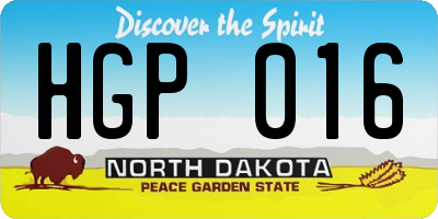 ND license plate HGP016