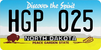 ND license plate HGP025