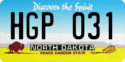 ND license plate HGP031