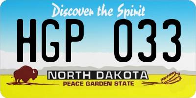 ND license plate HGP033