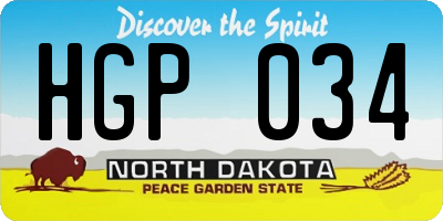 ND license plate HGP034