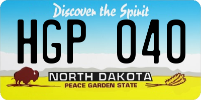 ND license plate HGP040